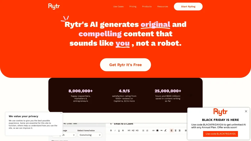 Free AI Writer, Content Generator & Writing Assistant | Rytr