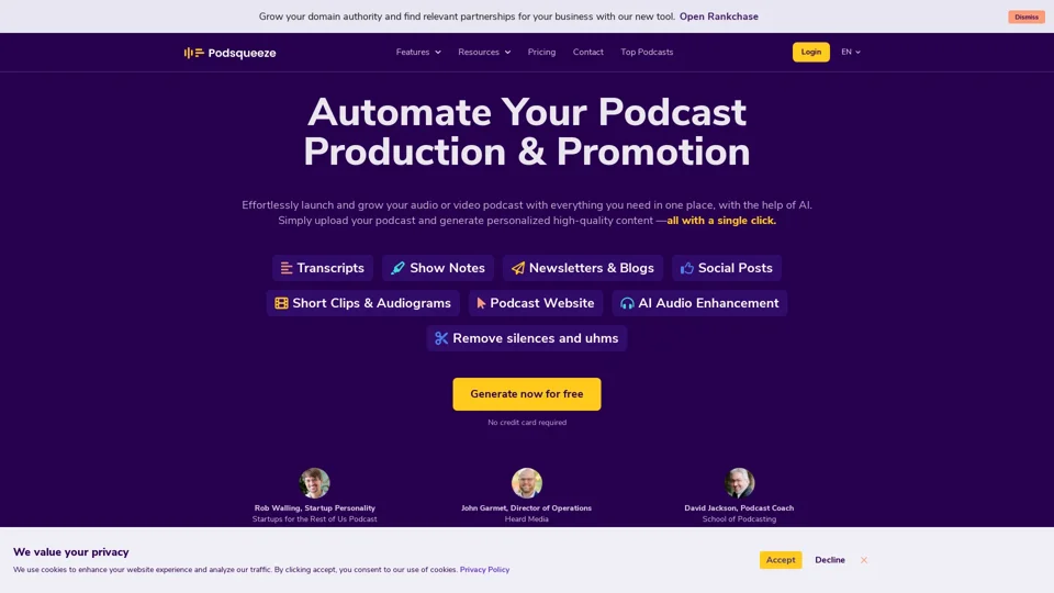 AI Podcast Show Notes, Transcript, Summaries and Clips Generator.